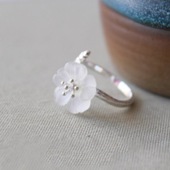 SOLD Sterling Silver Flower Natural Earrings Studs - Picture 13 of 13